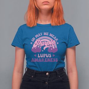 Lupus Awareness T Shirt For Women In May We Wear Purple Lupus Awareness Purple Ribbon Awareness TS02 Royal Blue Printyourwear