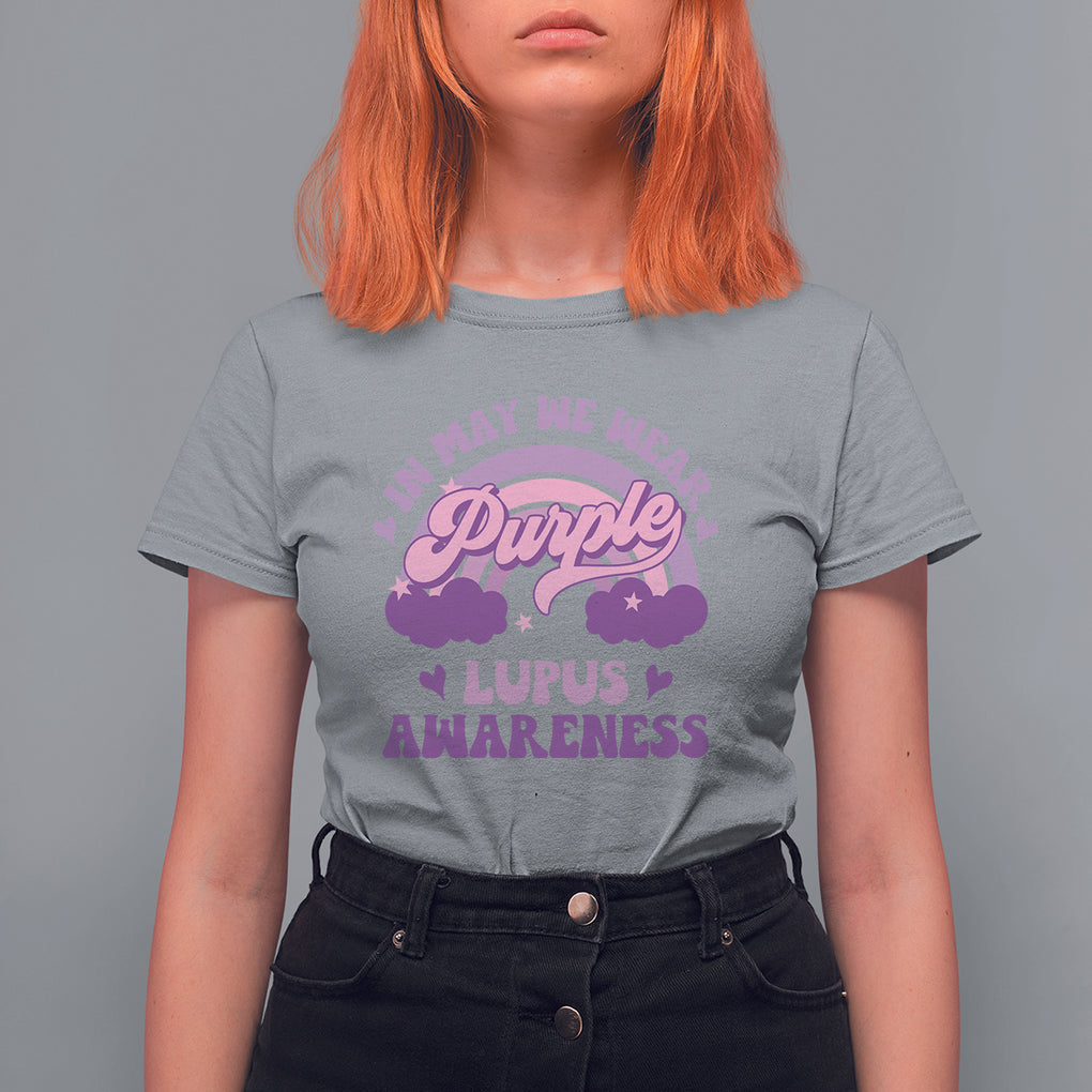 Lupus Awareness T Shirt For Women In May We Wear Purple Lupus Awareness Purple Ribbon Awareness TS02 Sport Gray Printyourwear