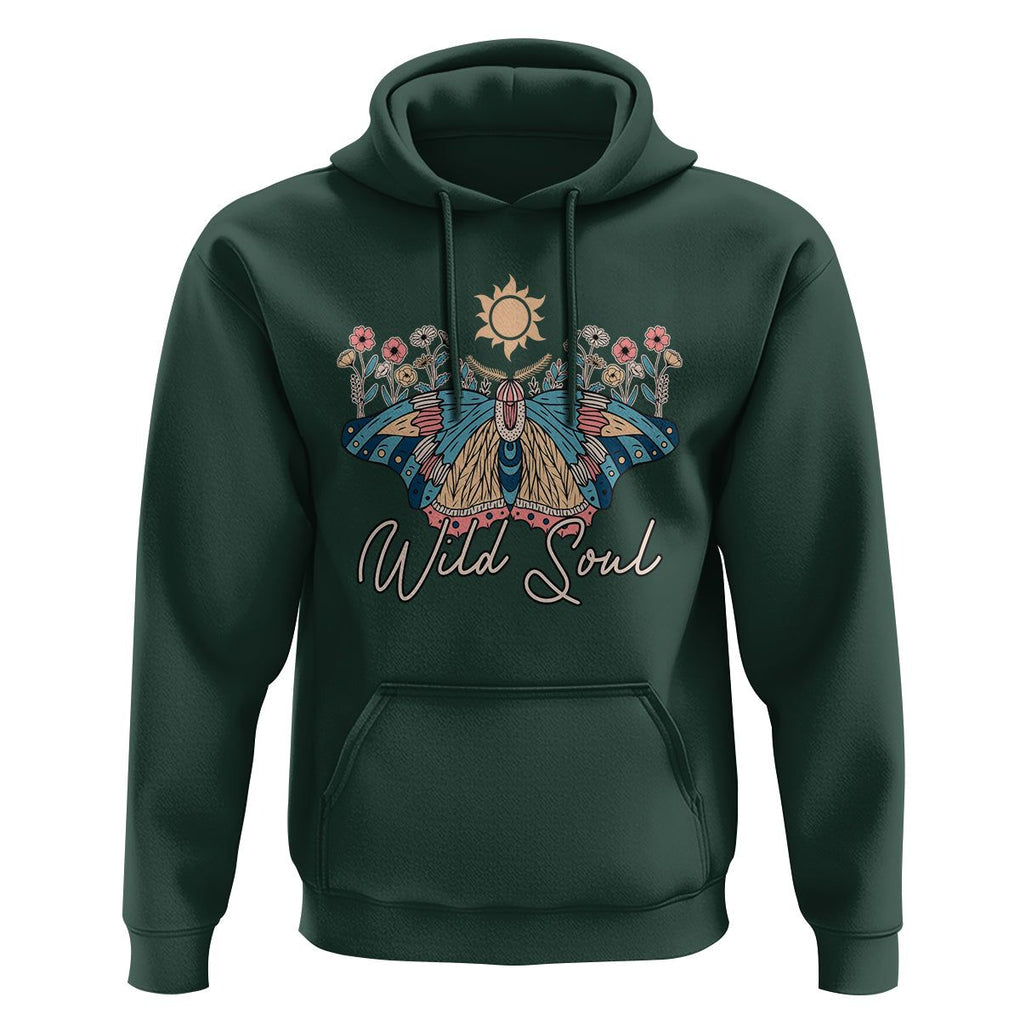 Spiritual Moth Hoodie Wild Soul Vintage Floral TS02 Dark Forest Green Print Your Wear