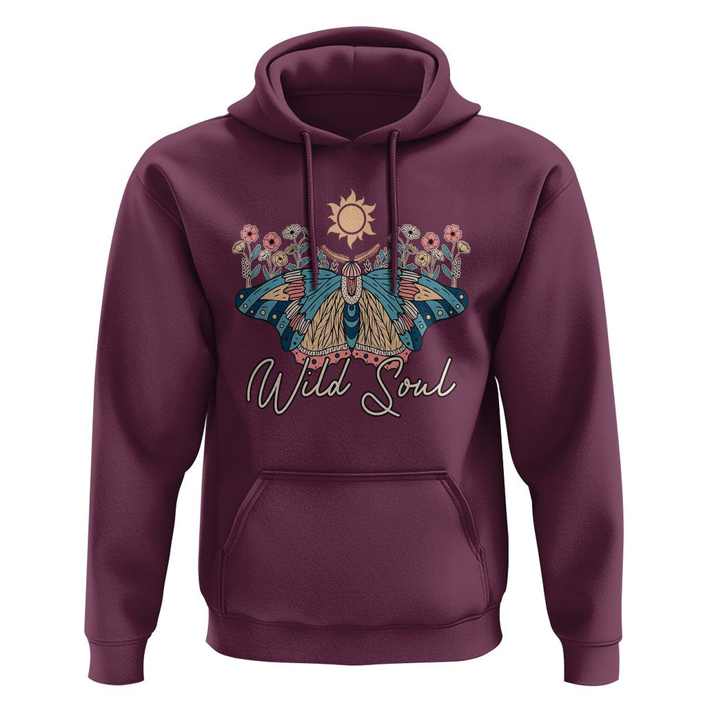 Spiritual Moth Hoodie Wild Soul Vintage Floral TS02 Maroon Print Your Wear