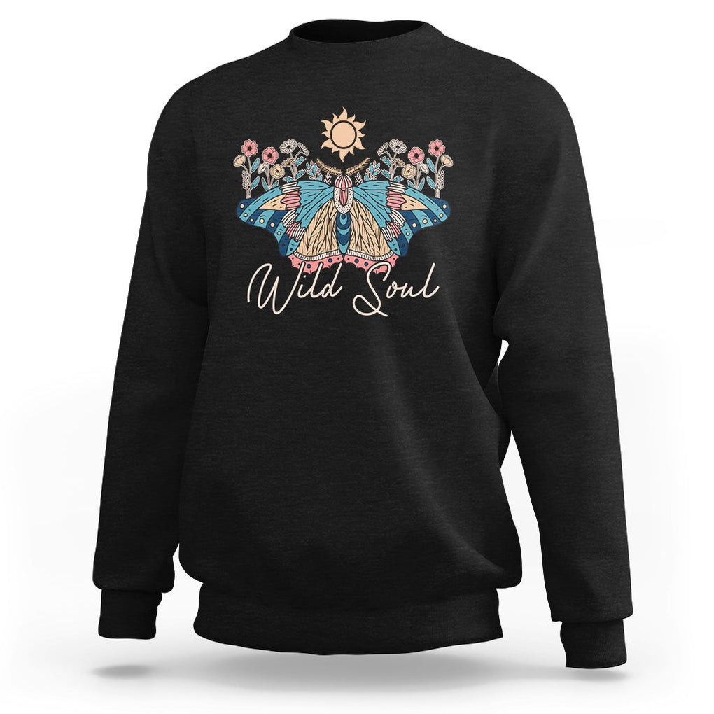 Spiritual Moth Sweatshirt Wild Soul Vintage Floral TS02 Black Print Your Wear