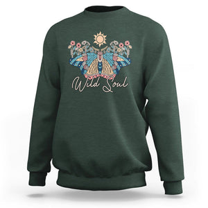 Spiritual Moth Sweatshirt Wild Soul Vintage Floral TS02 Dark Forest Green Print Your Wear