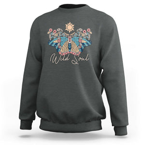 Spiritual Moth Sweatshirt Wild Soul Vintage Floral TS02 Dark Heather Print Your Wear