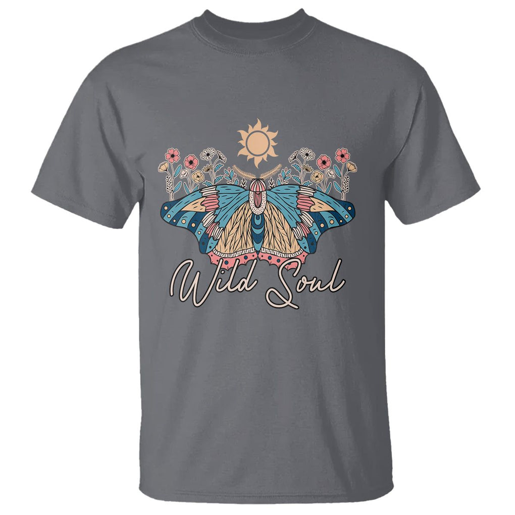 Spiritual Moth T Shirt Wild Soul Vintage Floral TS02 Charcoal Print Your Wear