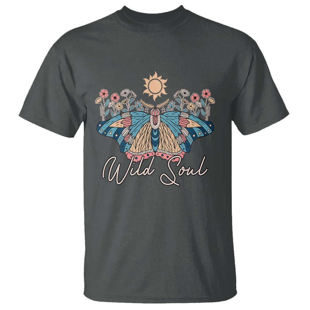 Spiritual Moth T Shirt Wild Soul Vintage Floral TS02 Dark Heather Print Your Wear