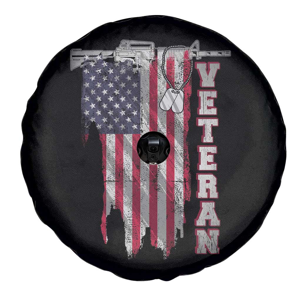 American Veteran Spare Tire Cover US Flag With Rifle And Dog Tags TS02 Print Your Wear