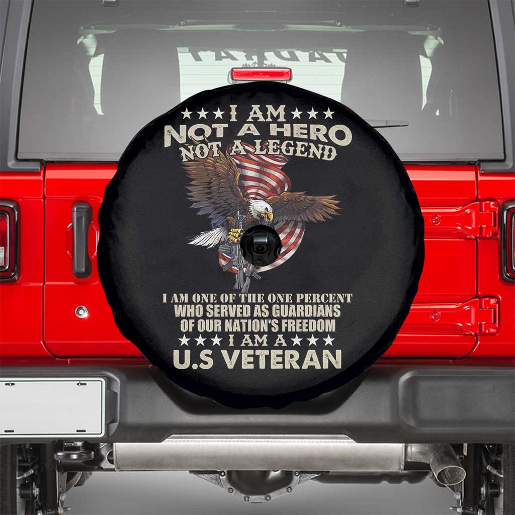 American Veteran Spare Tire Cover I Am Not A Hero Or Legend Bald Eagle TS02 Black Print Your Wear