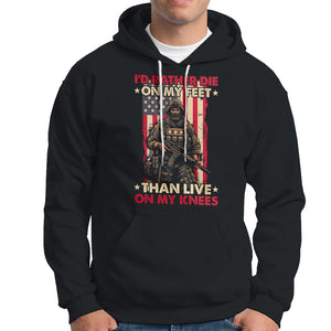 Veteran Hoodie I'd Rather Die On My Feet Than Live On My Knees US Flag Grumpy Old Soldier TS02 Dark Heather Printyourwear