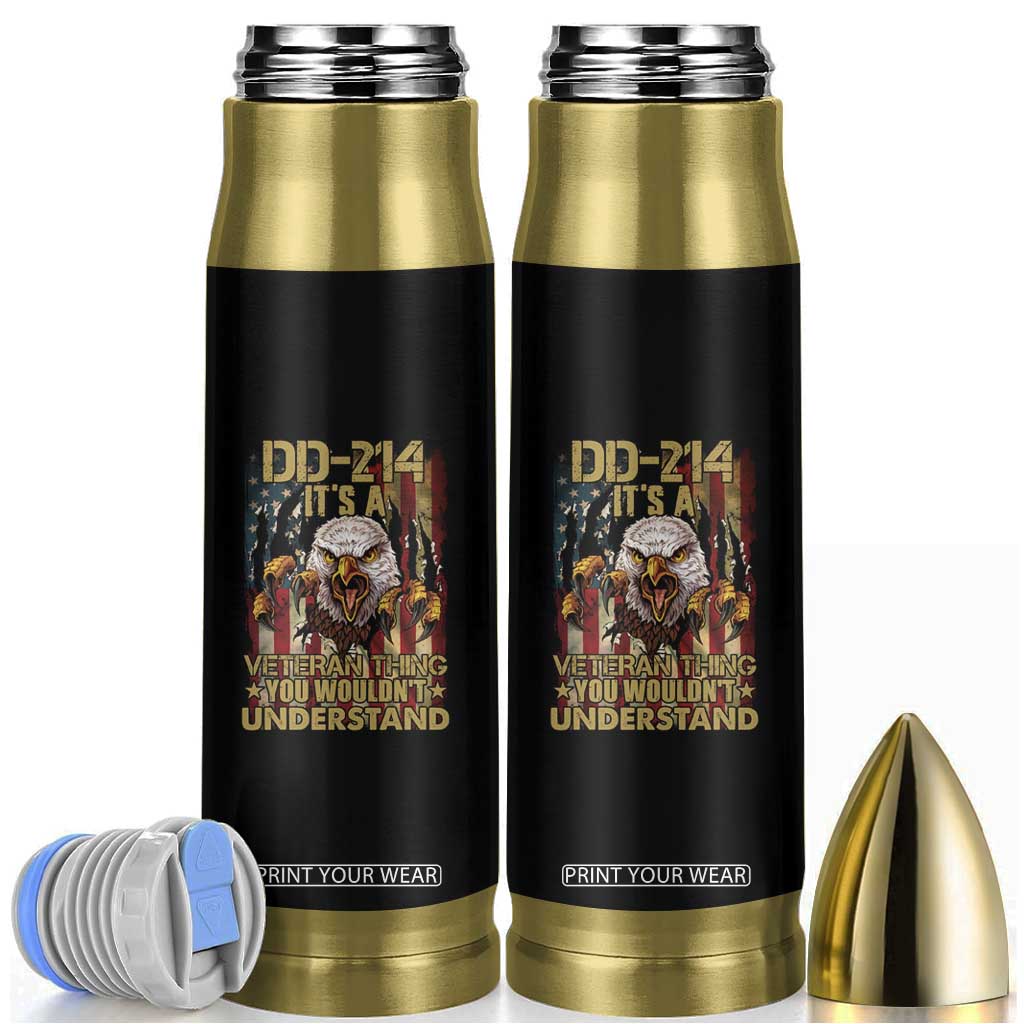 American Veteran Bullet Tumbler DD-214 It's A Veteran Thing You Wouldn't Understand US Flag Bald Eagle TS02 Black Print Your Wear