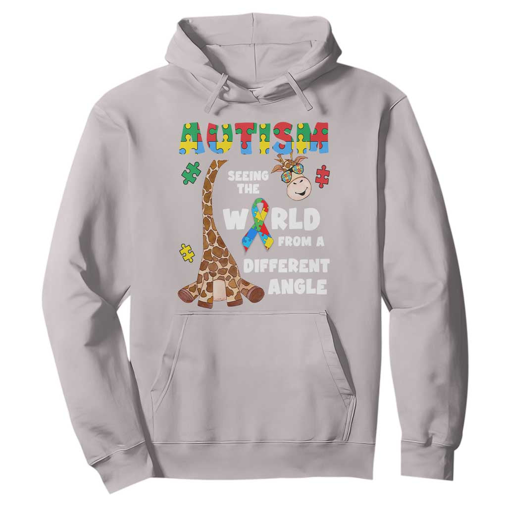 Autism Giraffe Hoodie Seeing The World From A Different Angle Puzzle Pieces TS02 Ice Gray Printyourwear