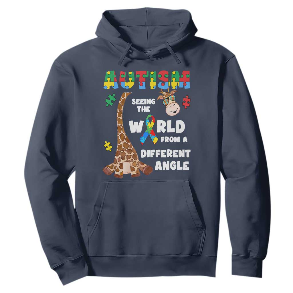 Autism Giraffe Hoodie Seeing The World From A Different Angle Puzzle Pieces TS02 Navy Printyourwear