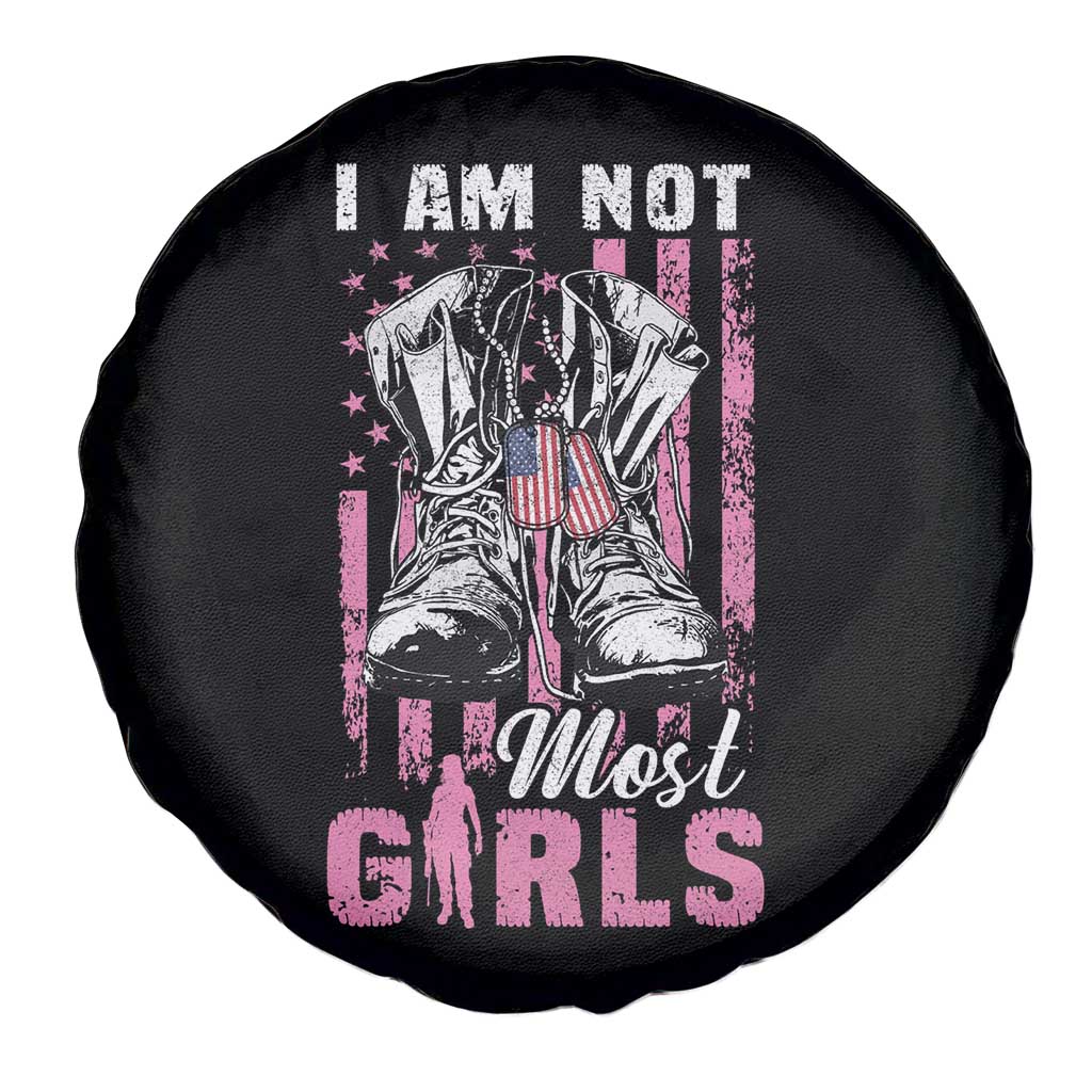 Female Veteran Spare Tire Cover I Am Not Most Girls American Flag Combat Boots And Dog Tags TS02 Print Your Wear