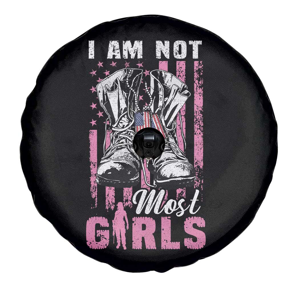 Female Veteran Spare Tire Cover I Am Not Most Girls American Flag Combat Boots And Dog Tags TS02 Print Your Wear