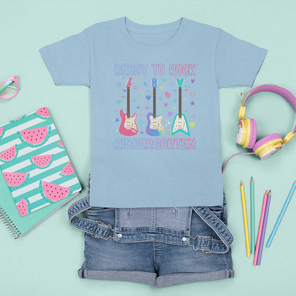 Ready To Rock Kindergarten T Shirt For Kid Cute Colorful Electric Guitars TS02 Light Blue Print Your Wear