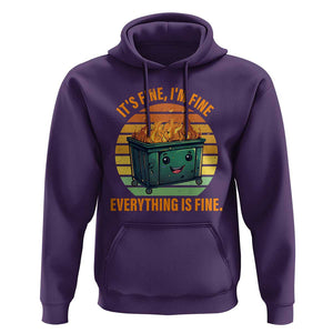 Dumpster Fire Hoodie It's Fine I'm Fine Everything Is Fine Retro Vintage TS02 Purple Print Your Wear