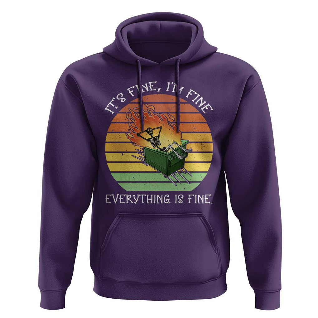 Dumpster Fire Skeleton Hoodie It's Fine I'm Fine Everything Is Fine TS02 Purple Print Your Wear