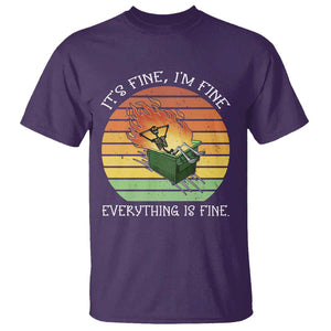 Dumpster Fire Skeleton T Shirt It's Fine I'm Fine Everything Is Fine TS02 Purple Print Your Wear