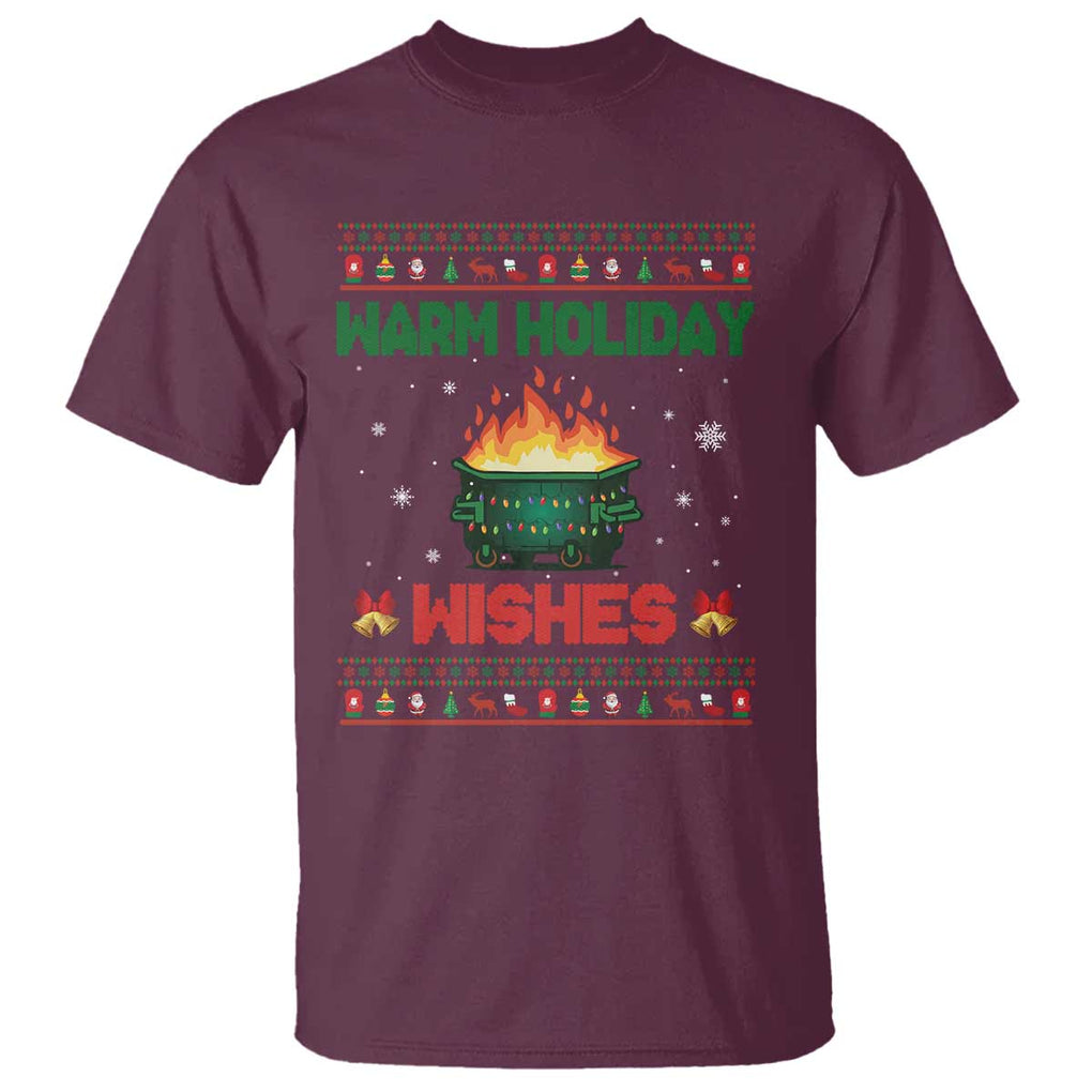 Christmas Dumpster Fire T Shirt Warm Holiday Wishes TS02 Maroon Print Your Wear