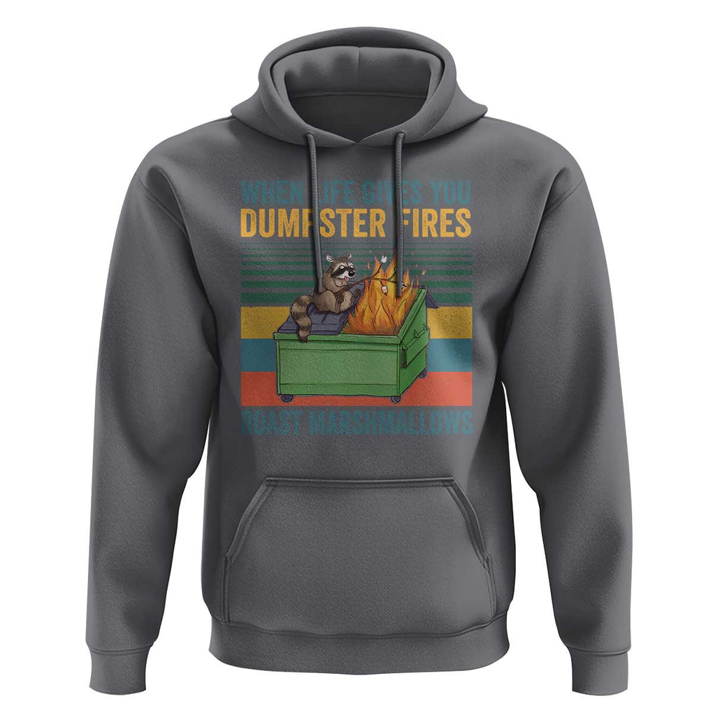 Funny Dumpster Fire Raccoon Hoodie When Life Gives You Dumpster Fires Roast Marshmallows Retro Vintage TS02 Charcoal Print Your Wear