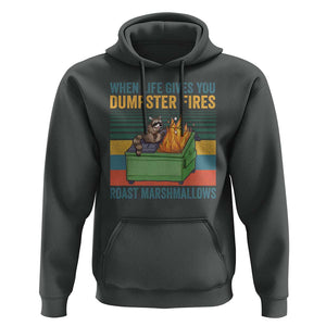Funny Dumpster Fire Raccoon Hoodie When Life Gives You Dumpster Fires Roast Marshmallows Retro Vintage TS02 Dark Heather Print Your Wear
