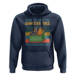 Funny Dumpster Fire Raccoon Hoodie When Life Gives You Dumpster Fires Roast Marshmallows Retro Vintage TS02 Navy Print Your Wear