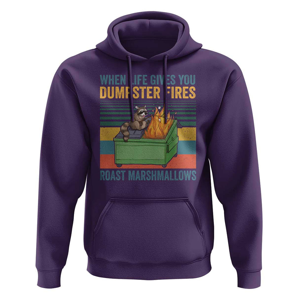 Funny Dumpster Fire Raccoon Hoodie When Life Gives You Dumpster Fires Roast Marshmallows Retro Vintage TS02 Purple Print Your Wear