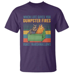 Funny Dumpster Fire Raccoon T Shirt When Life Gives You Dumpster Fires Roast Marshmallows Retro Vintage TS02 Purple Print Your Wear