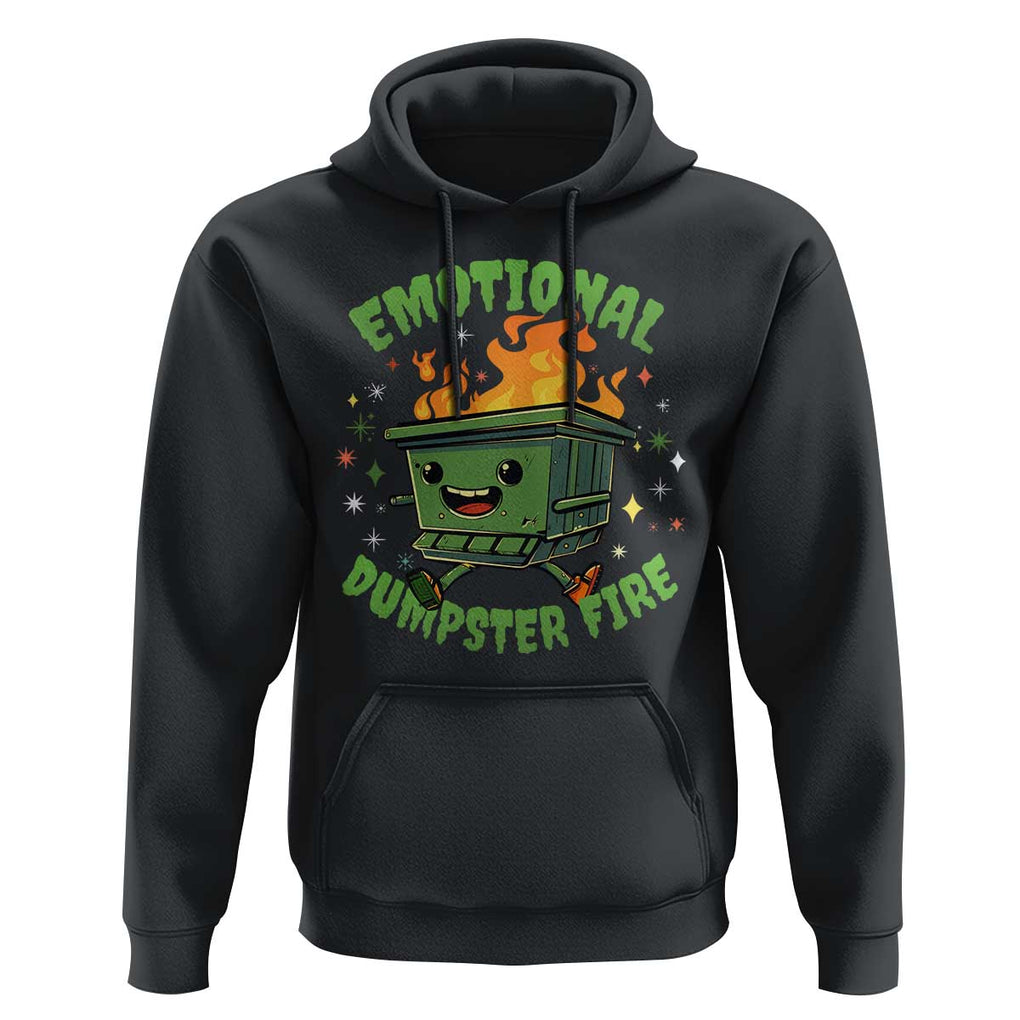 Emotional Dumpster Fire Hoodie Funny Mental Health Retro Groovy TS02 Black Print Your Wear