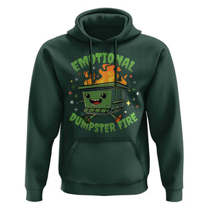 Emotional Dumpster Fire Hoodie Funny Mental Health Retro Groovy TS02 Dark Forest Green Print Your Wear