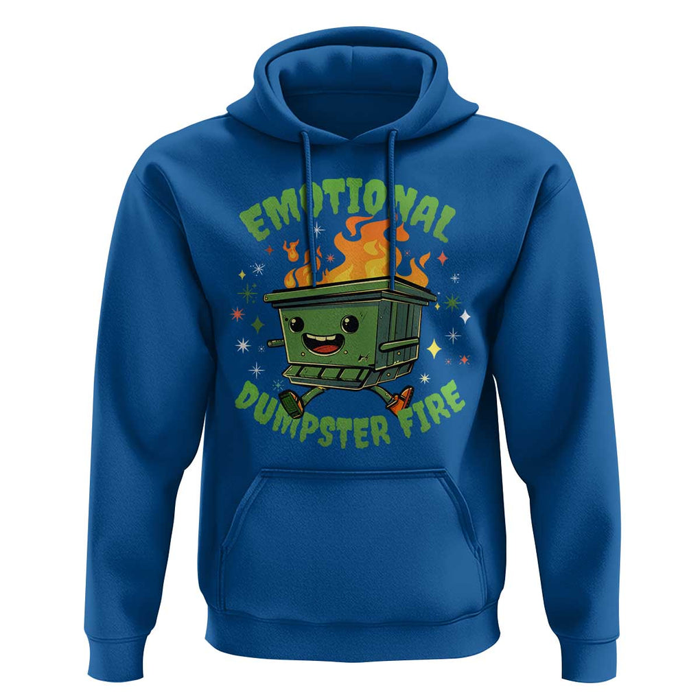 Emotional Dumpster Fire Hoodie Funny Mental Health Retro Groovy TS02 Royal Blue Print Your Wear