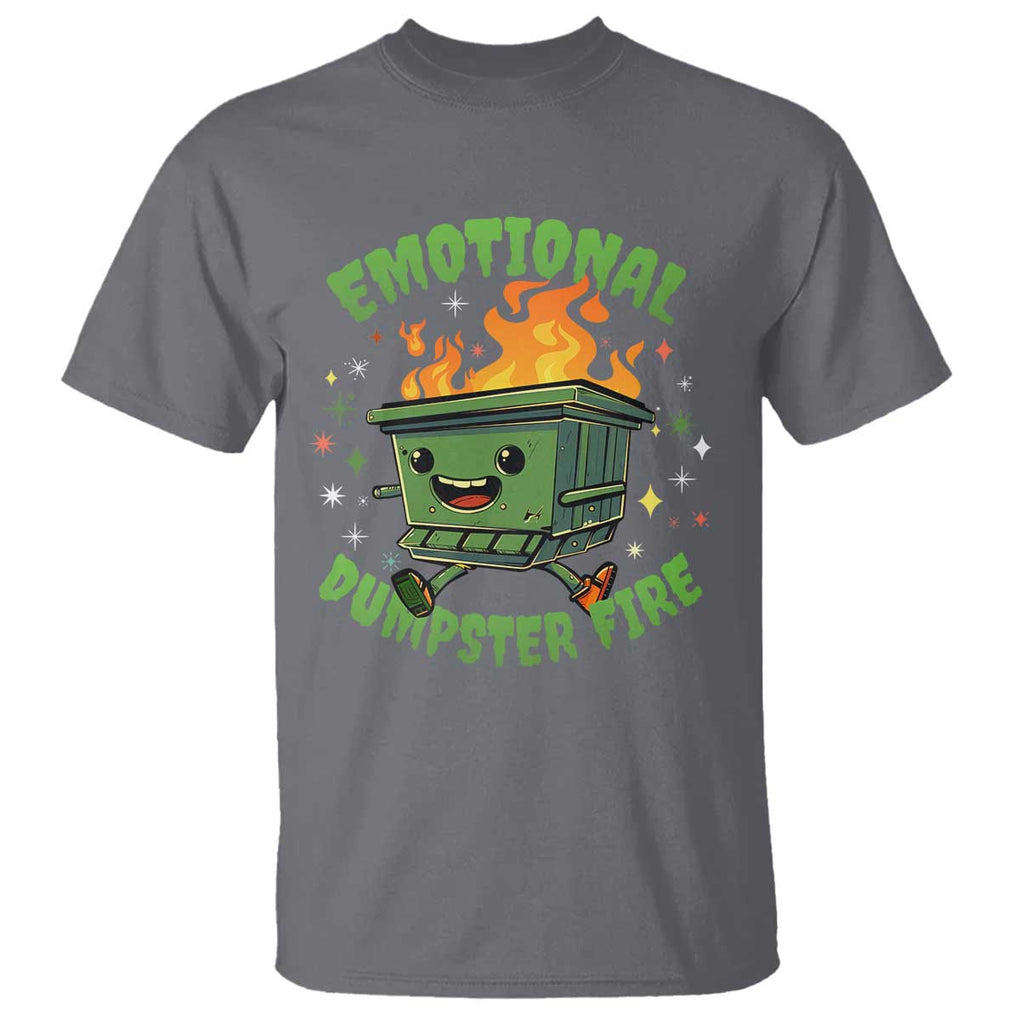 Emotional Dumpster Fire T Shirt Funny Mental Health Retro Groovy TS02 Charcoal Print Your Wear