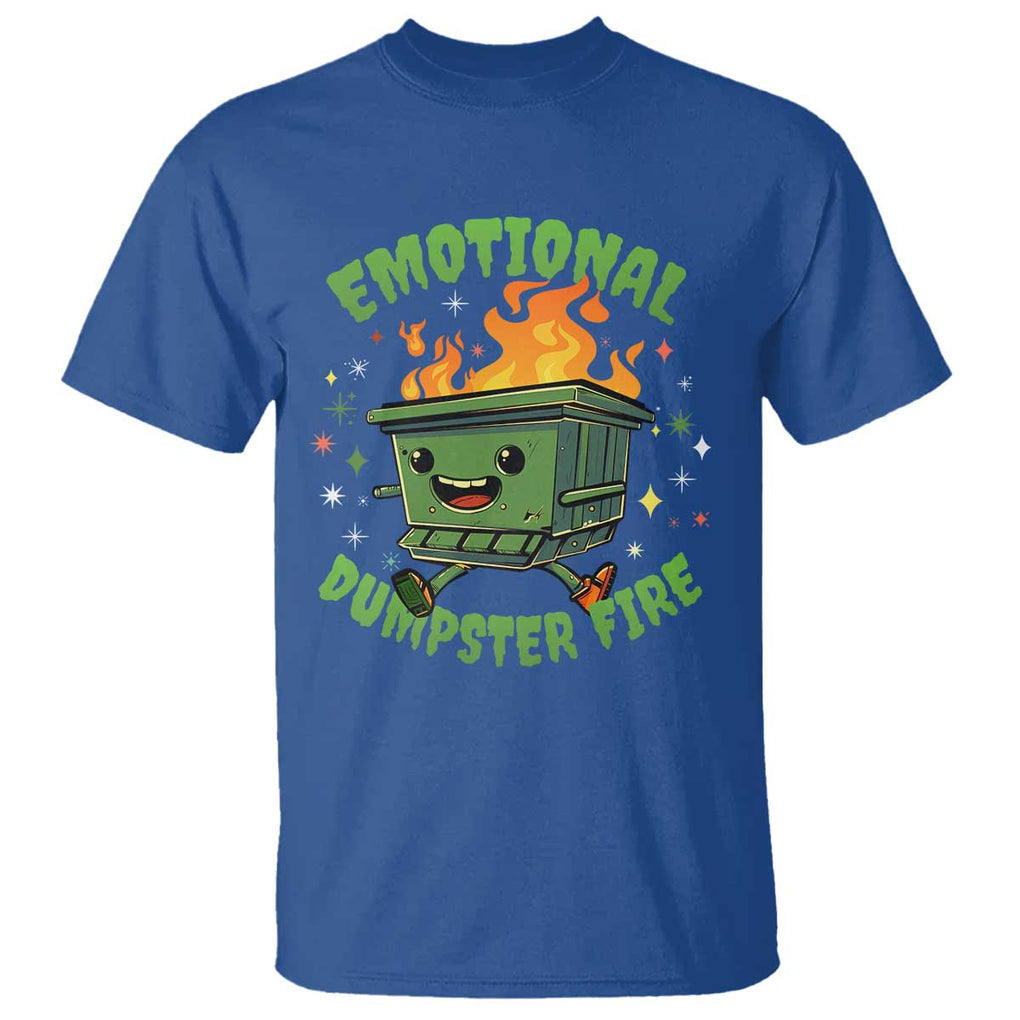 Emotional Dumpster Fire T Shirt Funny Mental Health Retro Groovy TS02 Royal Blue Print Your Wear