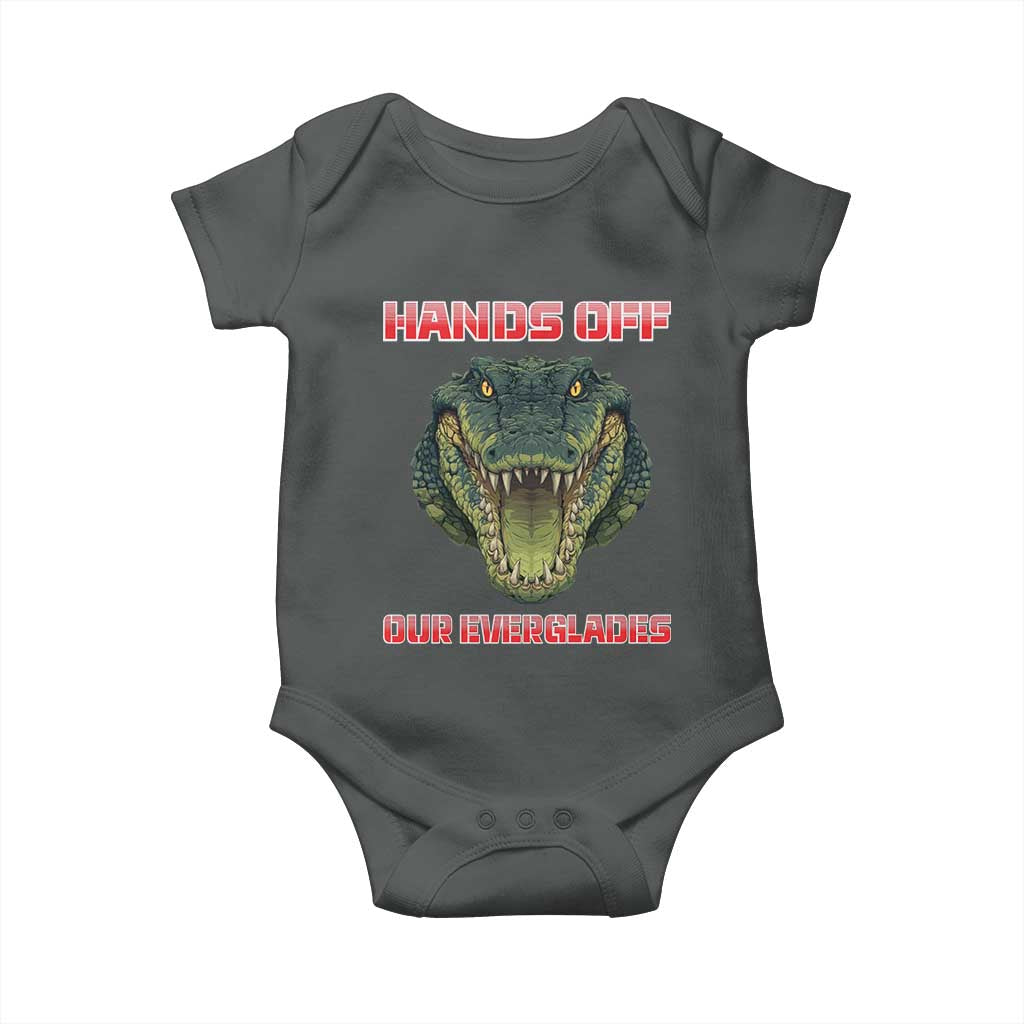 Hands Off Our Everglades Baby Onesie Fierce Alligator Protest TS02 Dark Heather Print Your Wear