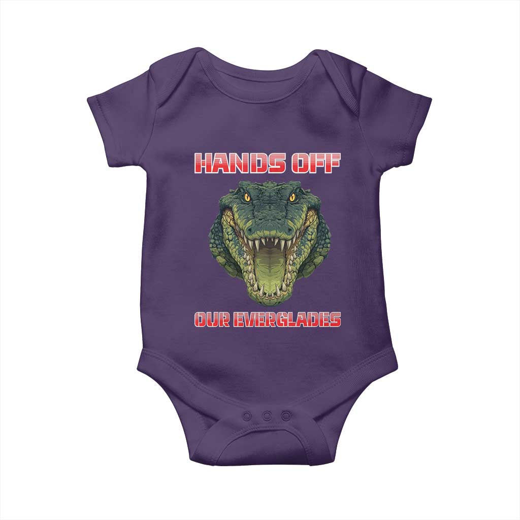 Hands Off Our Everglades Baby Onesie Fierce Alligator Protest TS02 Purple Print Your Wear