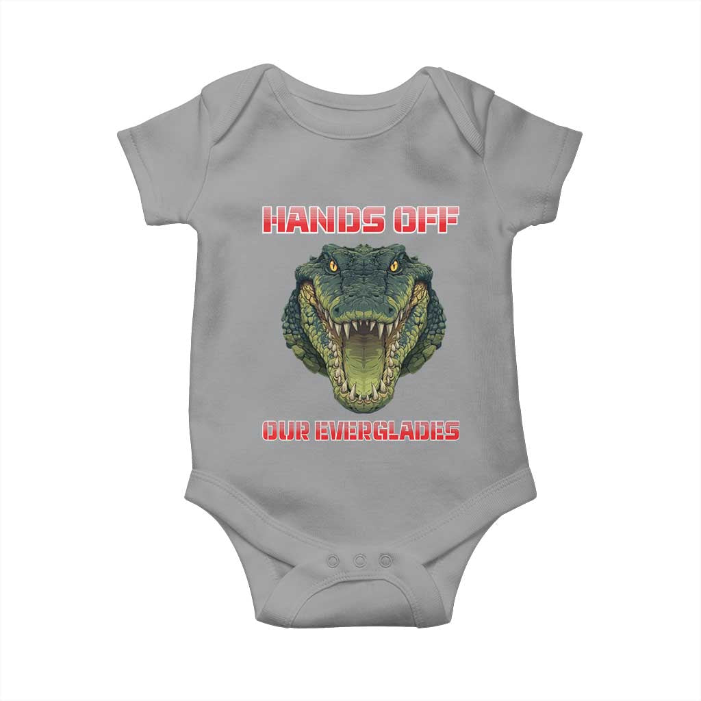 Hands Off Our Everglades Baby Onesie Fierce Alligator Protest TS02 Sport Gray Print Your Wear