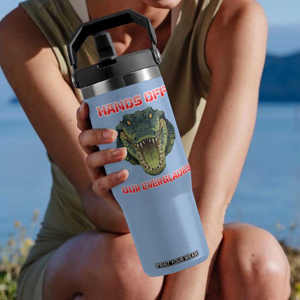 Hands Off Our Everglades Flip Straw Tumbler Fierce Alligator Protest TS02 One Size: 30 oz Light Blue Print Your Wear