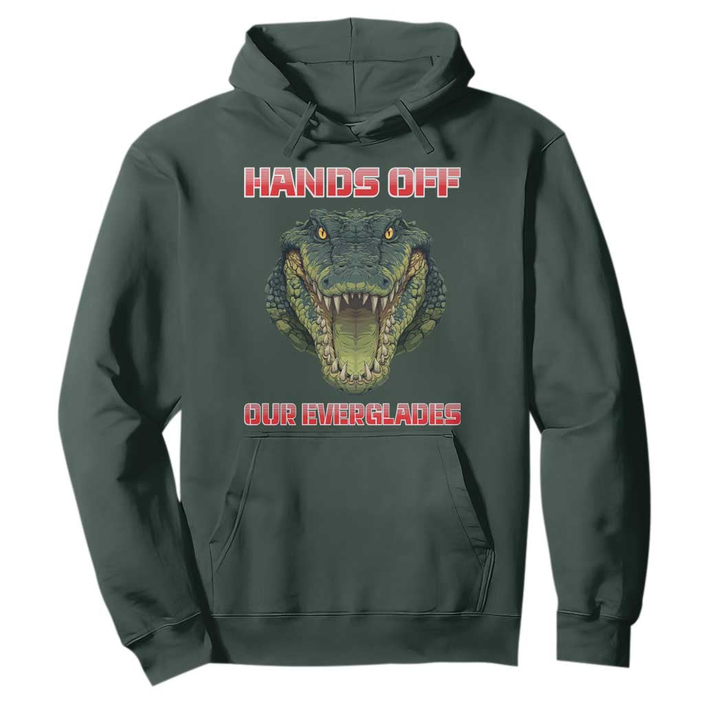 Hands Off Our Everglades Hoodie Fierce Alligator Protest TS02 Dark Forest Green Print Your Wear