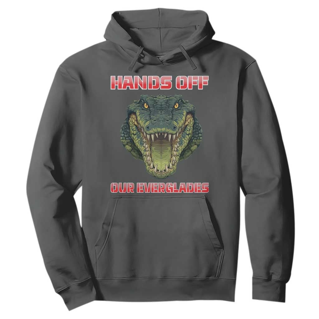 Hands Off Our Everglades Hoodie Fierce Alligator Protest TS02 Dark Heather Print Your Wear