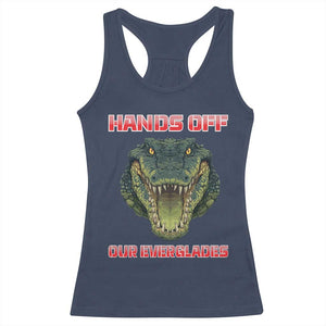 Hands Off Our Everglades Racerback Tank Top Fierce Alligator Protest TS02 Navy Print Your Wear
