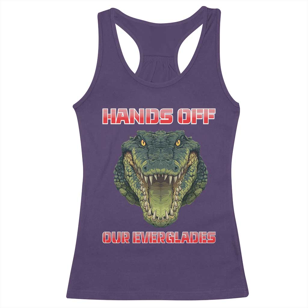 Hands Off Our Everglades Racerback Tank Top Fierce Alligator Protest TS02 Purple Print Your Wear