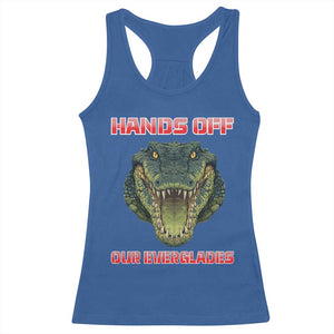 Hands Off Our Everglades Racerback Tank Top Fierce Alligator Protest TS02 Royal Blue Print Your Wear