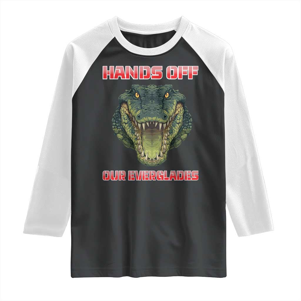 Hands Off Our Everglades Raglan Shirt Fierce Alligator Protest TS02 Black White Print Your Wear