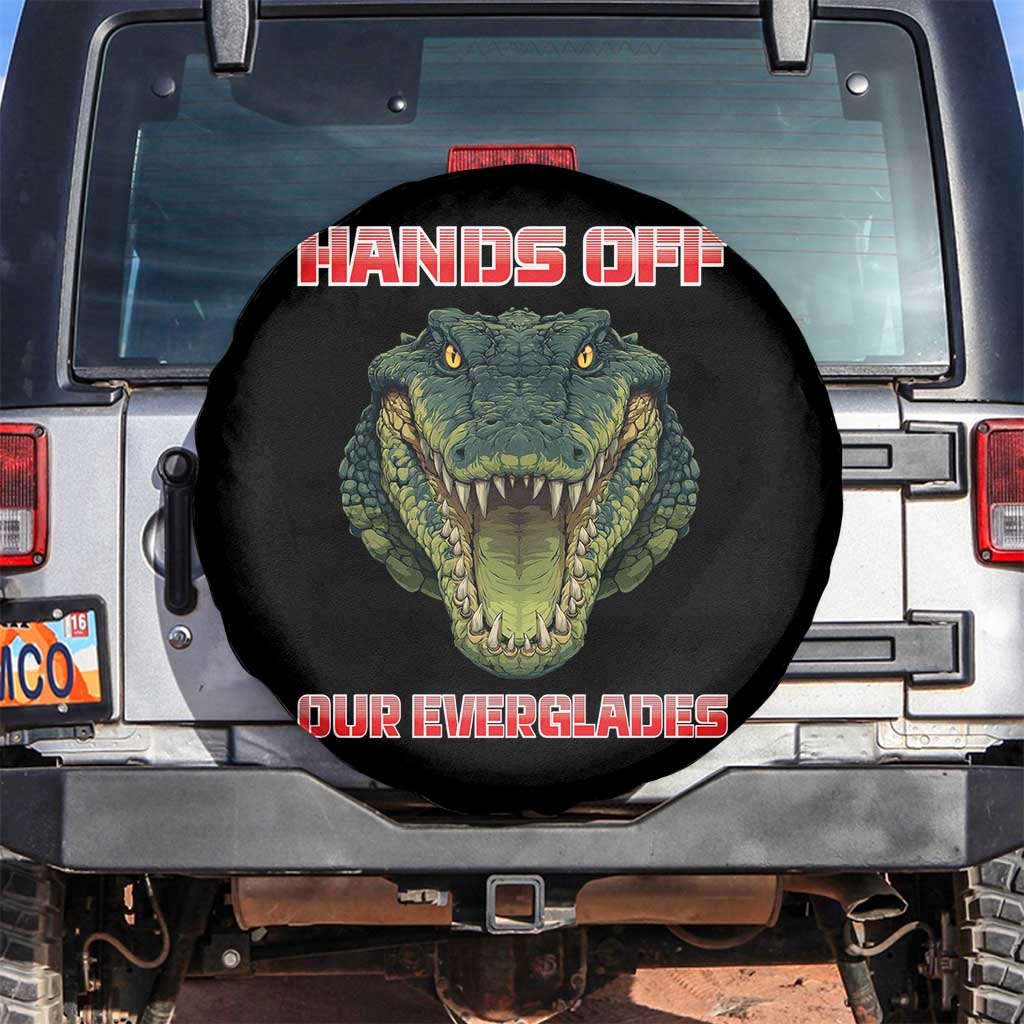 Hands Off Our Everglades Spare Tire Cover Fierce Alligator Protest TS02 No hole Black Print Your Wear