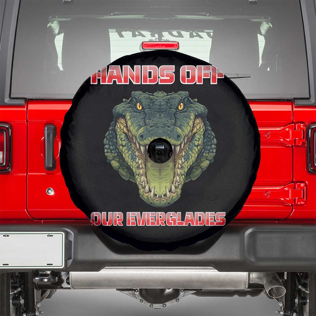 Hands Off Our Everglades Spare Tire Cover Fierce Alligator Protest TS02 Black Print Your Wear
