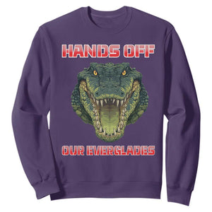 Hands Off Our Everglades Sweatshirt Fierce Alligator Protest TS02 Purple Print Your Wear