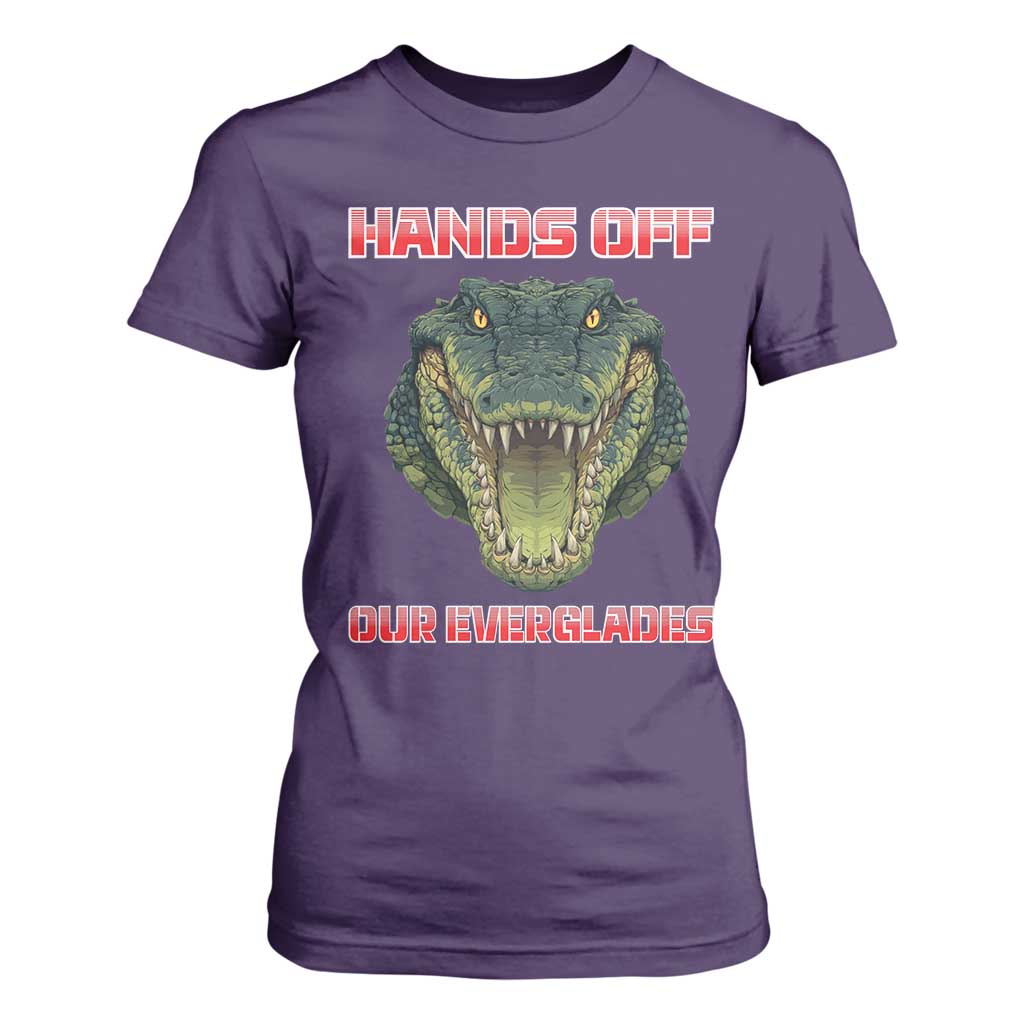 Hands Off Our Everglades T Shirt For Women Fierce Alligator Protest TS02 Purple Print Your Wear