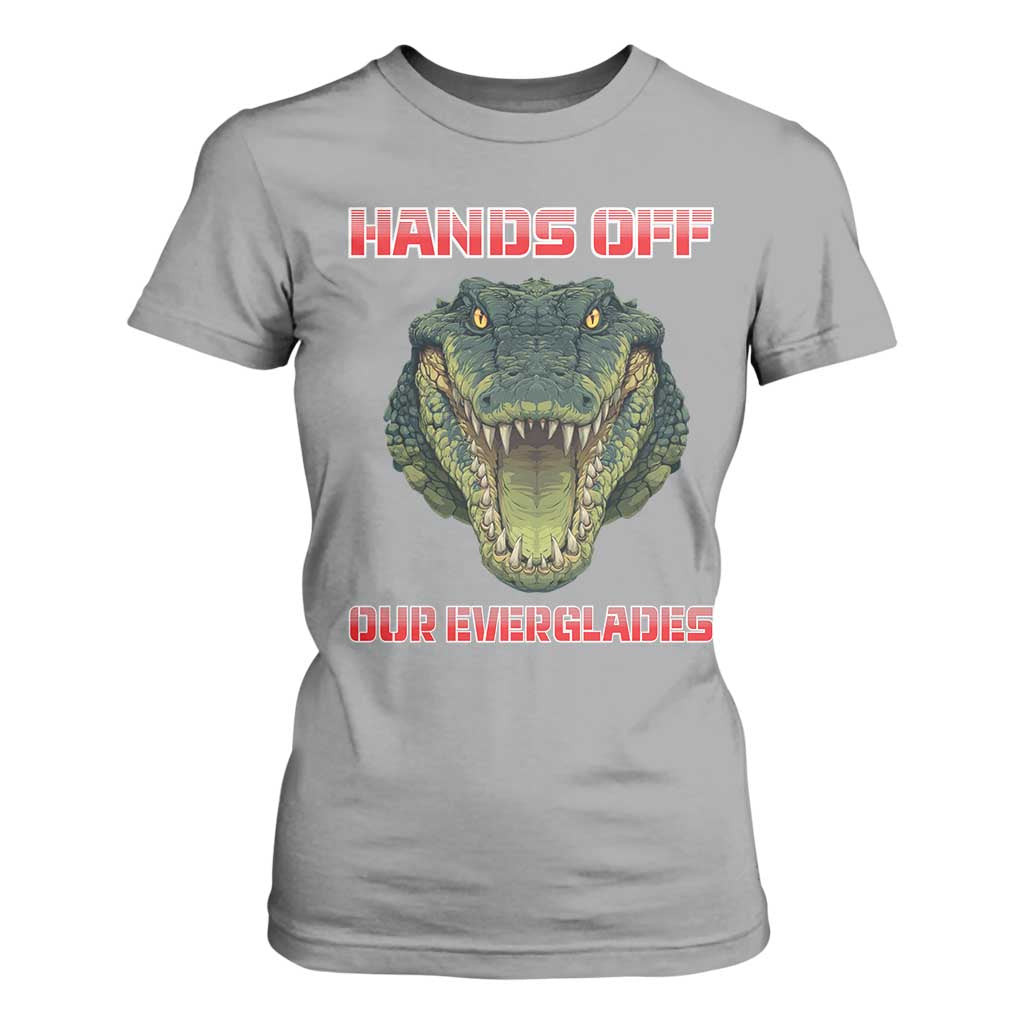 Hands Off Our Everglades T Shirt For Women Fierce Alligator Protest TS02 Sport Gray Print Your Wear