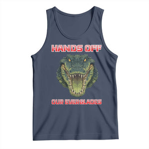 Hands Off Our Everglades Tank Top Fierce Alligator Protest TS02 Navy Print Your Wear