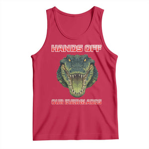 Hands Off Our Everglades Tank Top Fierce Alligator Protest TS02 Red Print Your Wear