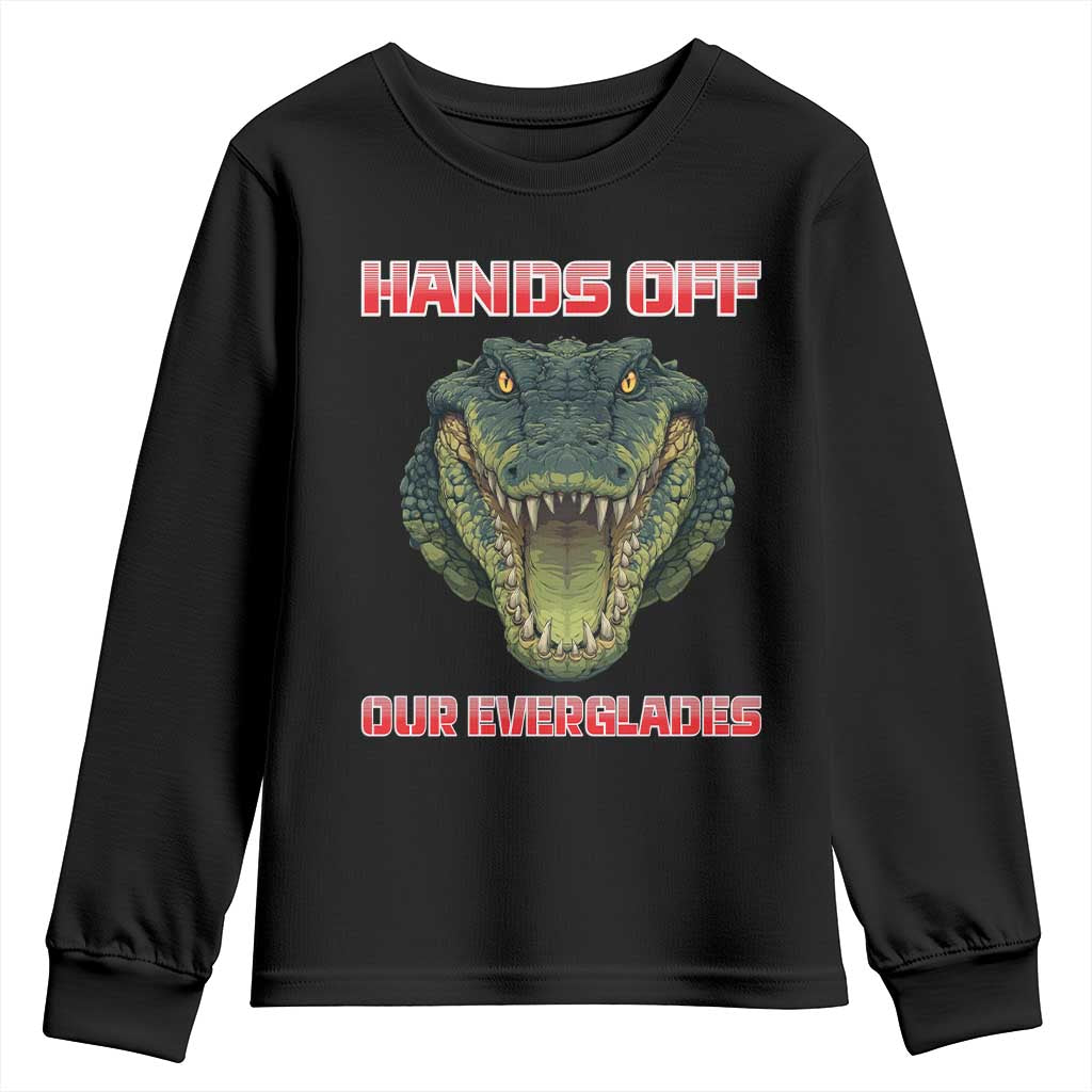 Hands Off Our Everglades Youth Sweatshirt Fierce Alligator Protest TS02 Black Print Your Wear
